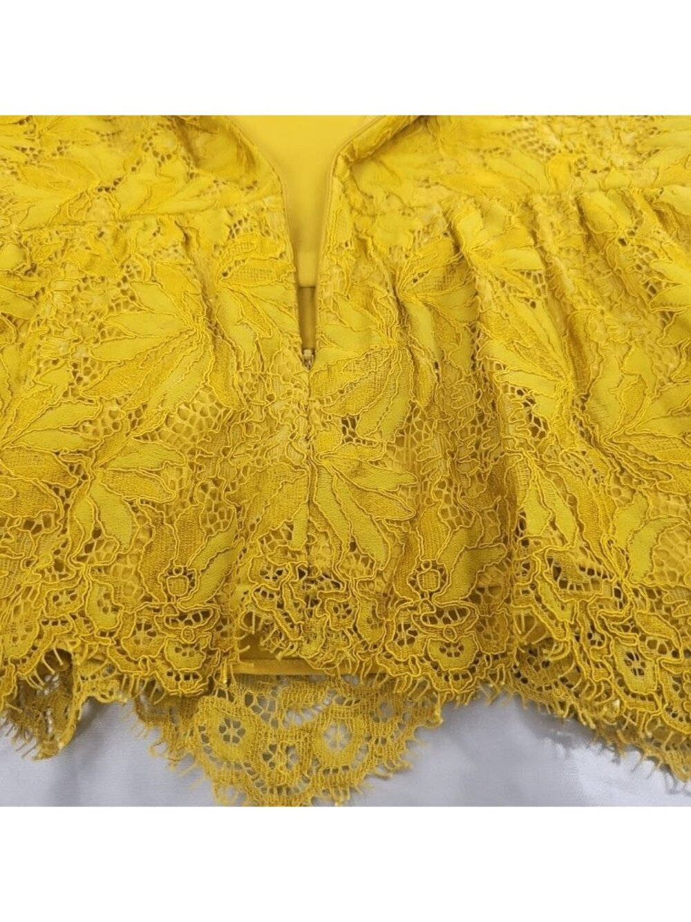 Zara Womens Large Mustard Yellow Lace Peplum Top Romantic Cottagecore Blouse - Picture 11 of 16